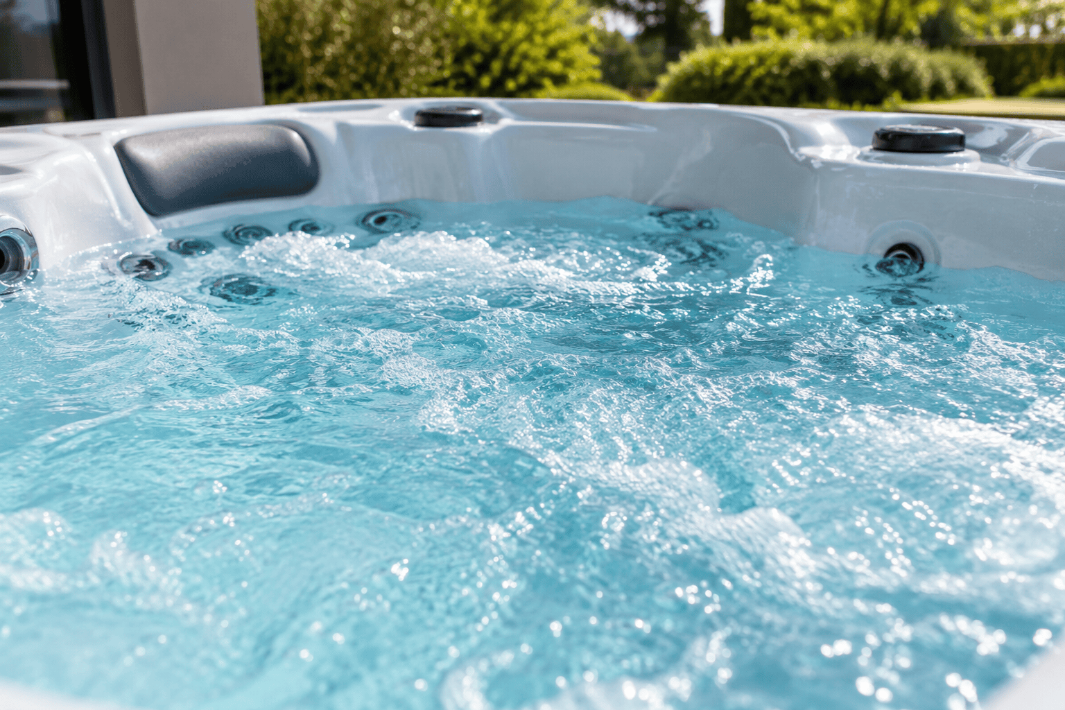 Close-up van bruisend spa water en werkende jets